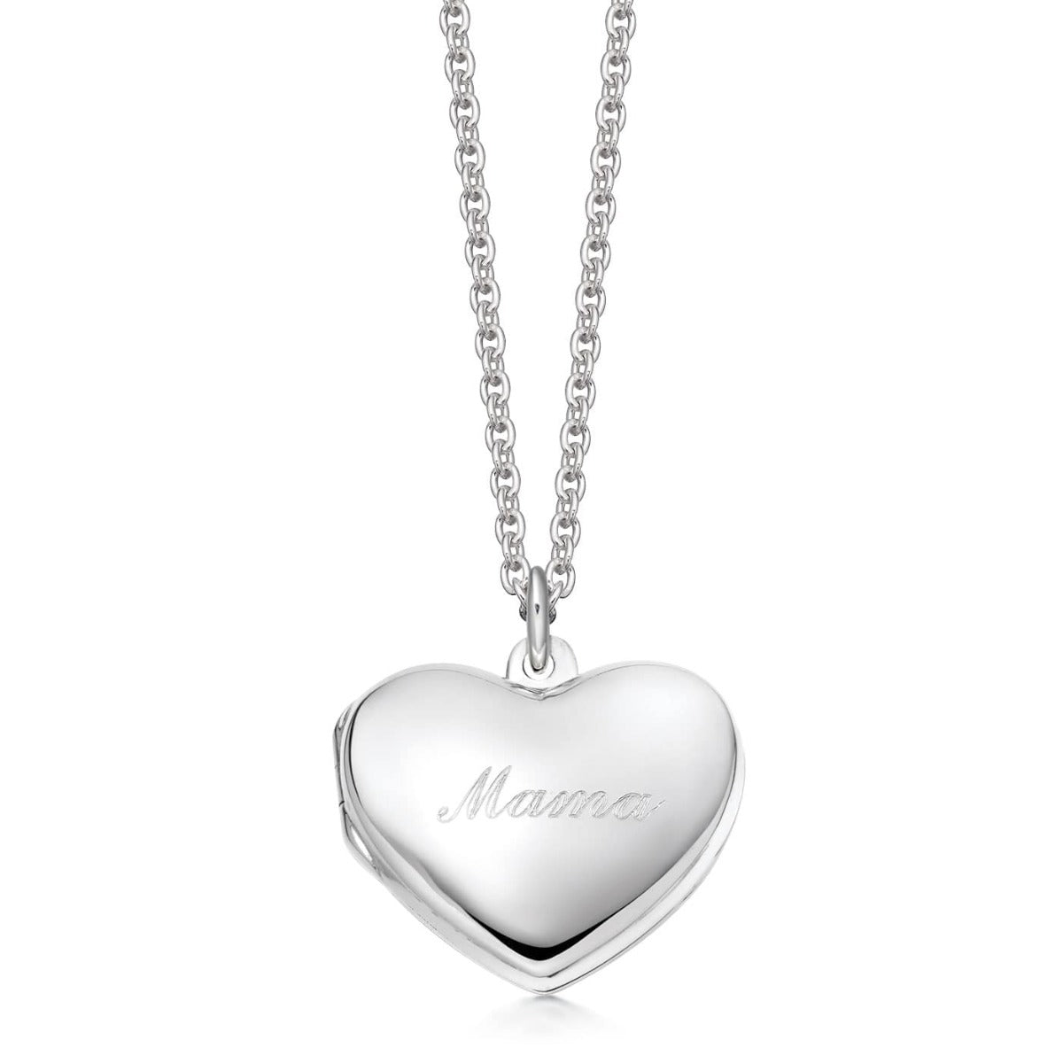 Sterling Silver Classic Heart Locket Pendant Necklace, 19mm Pendant, 18 Box Chain