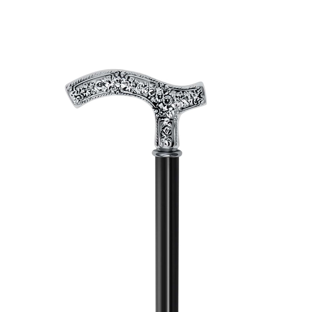 Walking stick Zodiac - Taurus | Walking stick made of black lacquered Beech  wood with Silver-coated handle