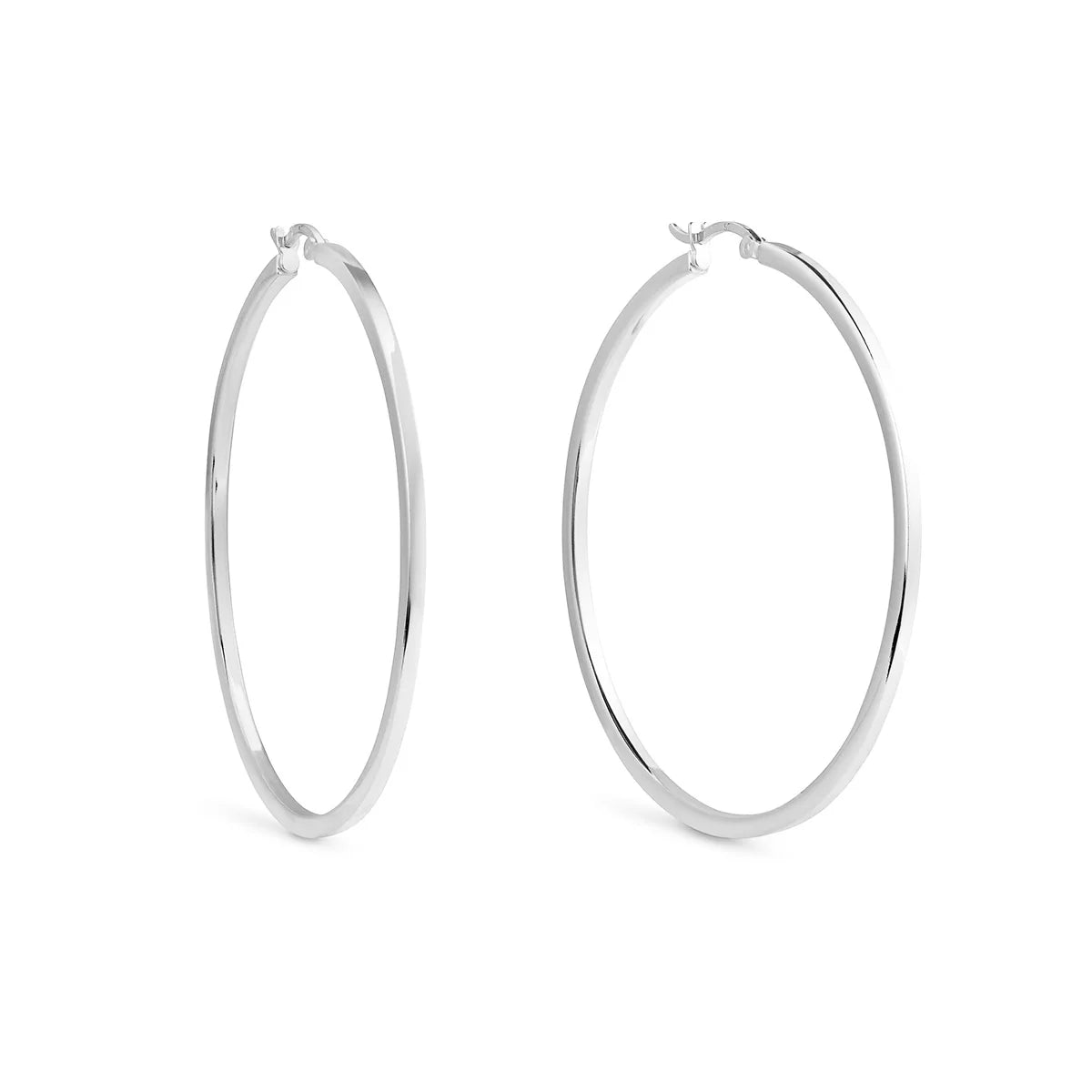 Sterling Silver Square Edged Hoop Earrings - hersey-and-son