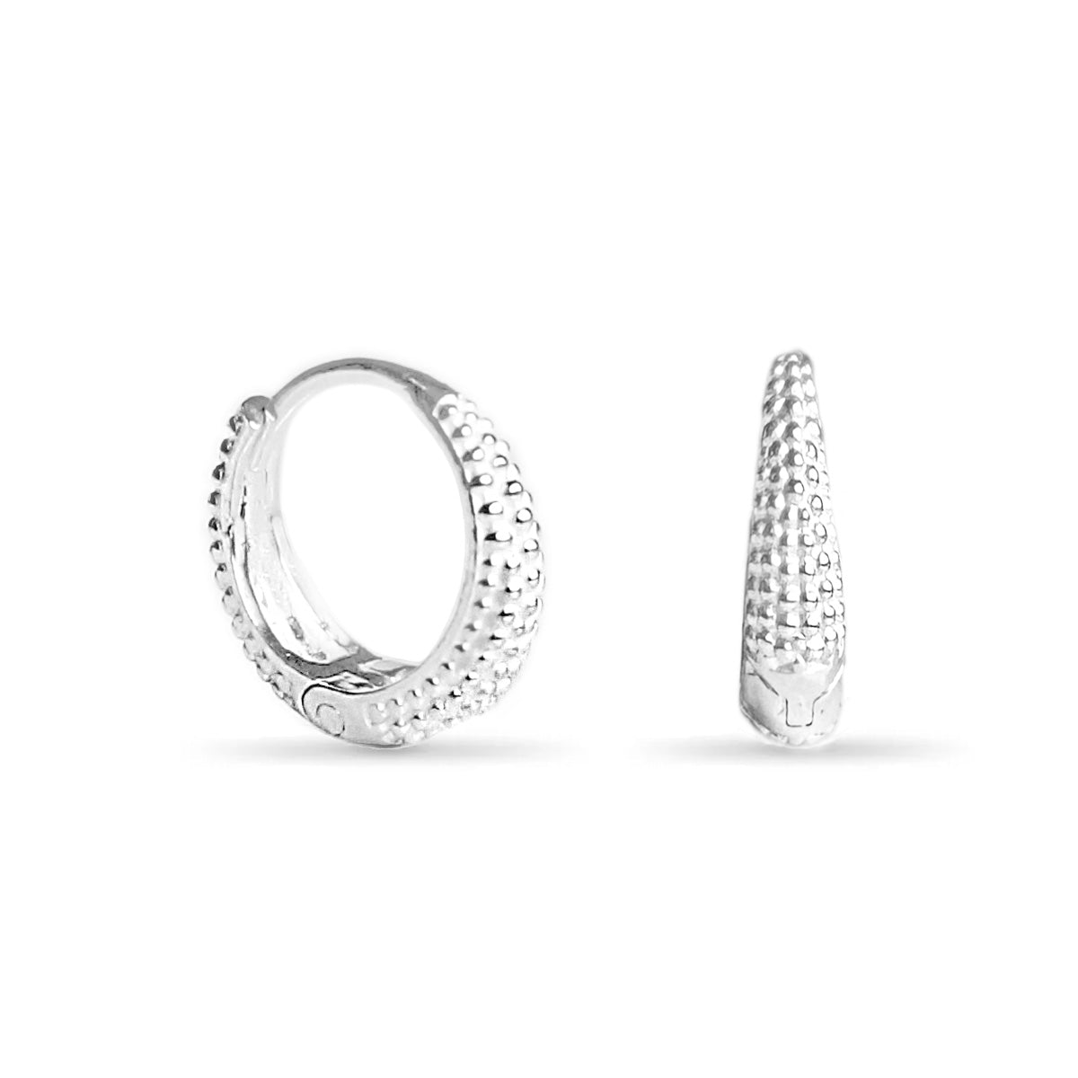 Sterling Silver Bobble Huggie Hoops - hersey-and-son