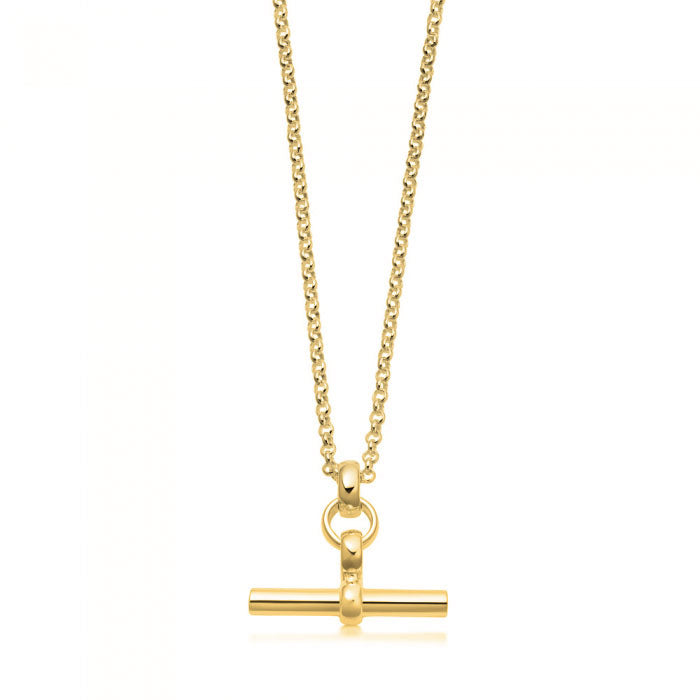 18ct Gold plated T-Bar Necklace - hersey-and-son