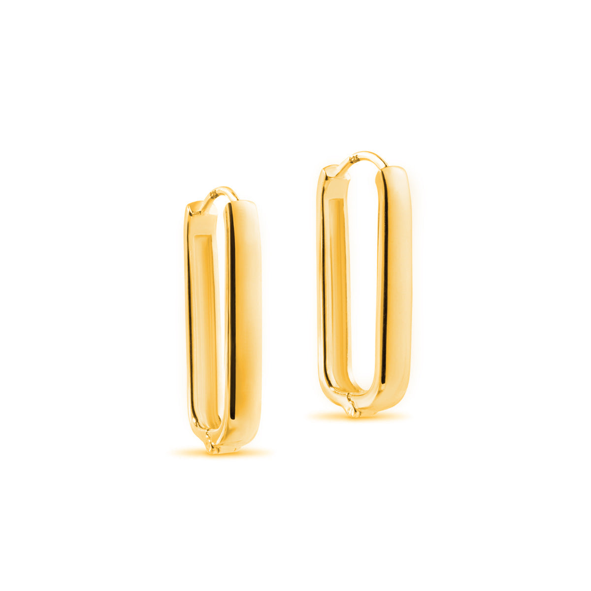 Sterling Silver or 22ct Gold Plated Oblong Hoop Earrings