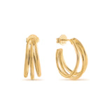 Sterling Silver or Gold Plated Triple Wire Hoop Earrings - hersey-and-son