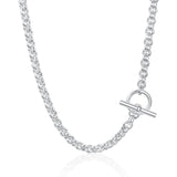 Silver Round T-Bar Belcher Chain Necklace