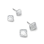 Small Silver Square Hammered Stud Earrings - hersey-and-son