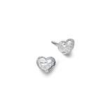 Silver Hammered Heart Stud Earrings