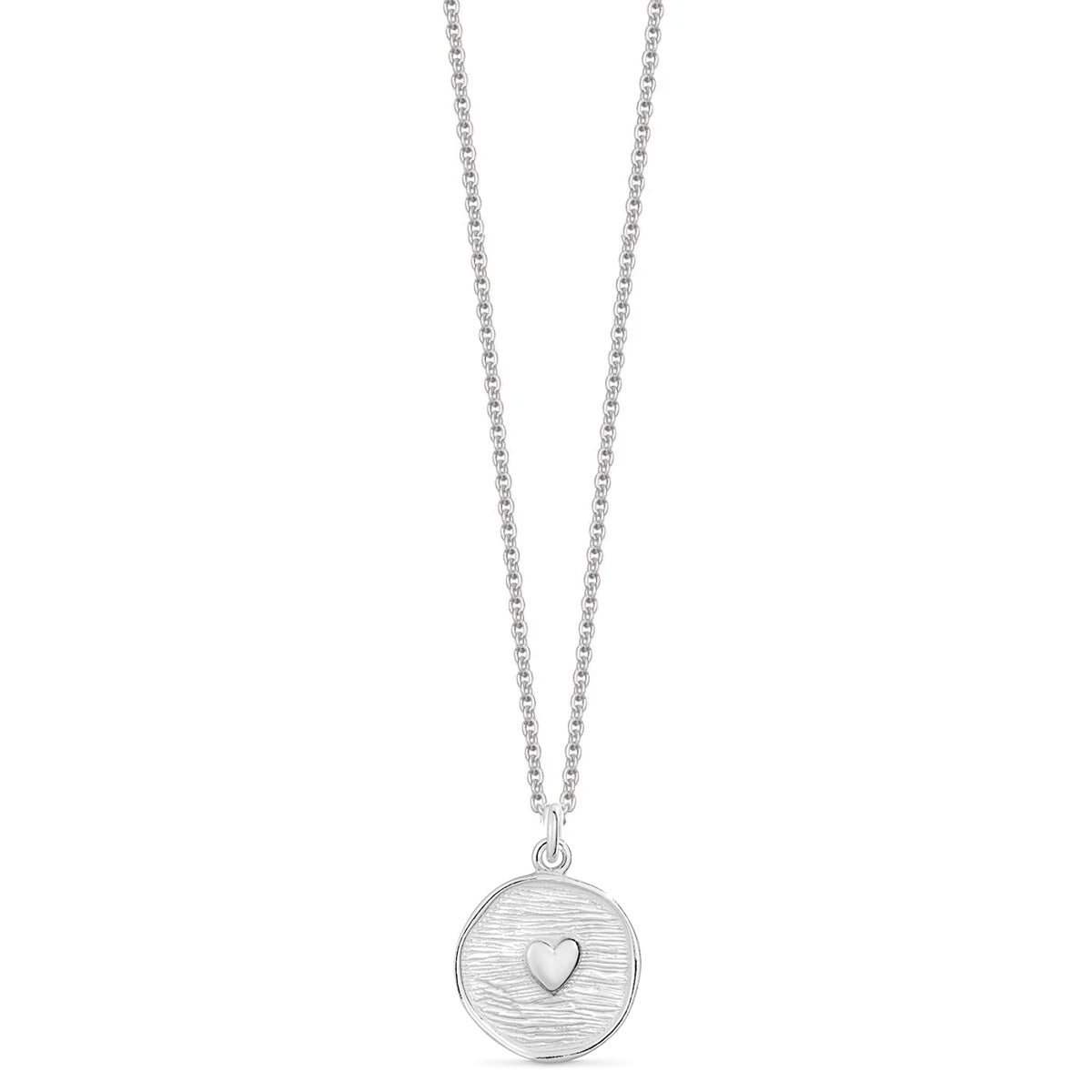 Sterling Silver Heart Disc Necklace - hersey-and-son