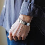 Mens Wide Silver Cuff Bracelet