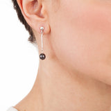 Silver & Black Pearl Drop Earrings