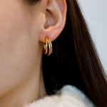 Sterling Silver or Gold Plated Triple Wire Hoop Earrings - hersey-and-son