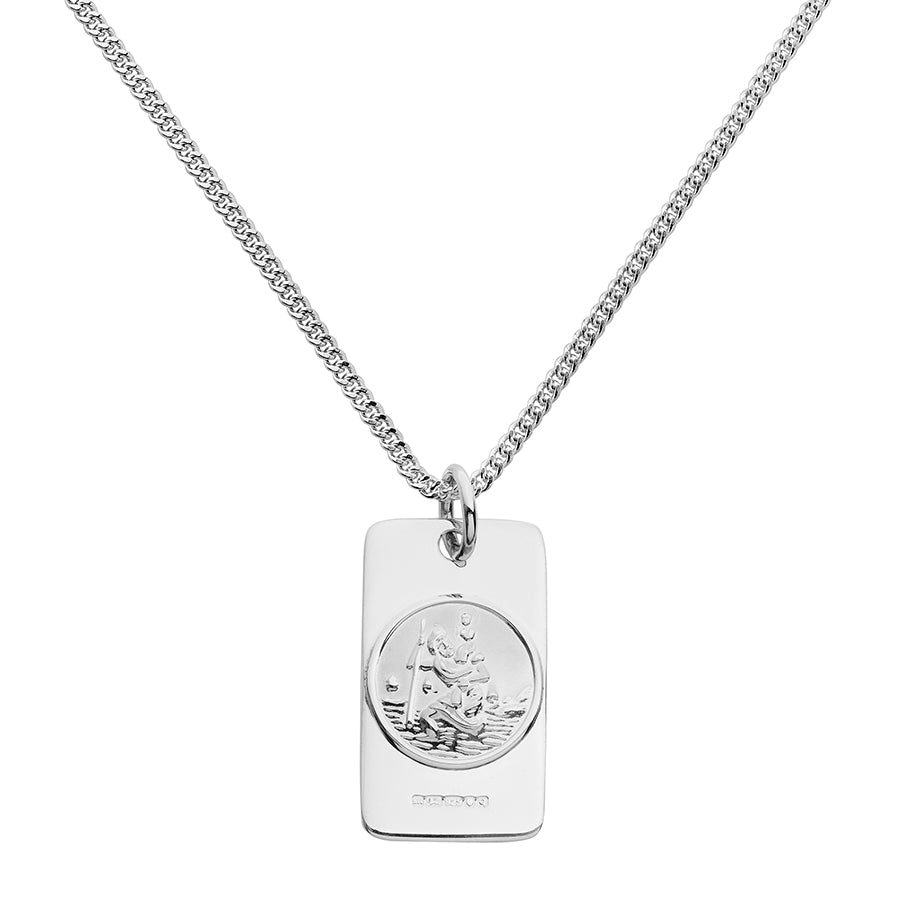 Mens St Christopher Necklace - Dog Tag - hersey-and-son