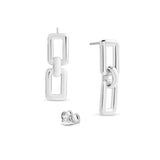 Sterling Silver Square Link Earrings