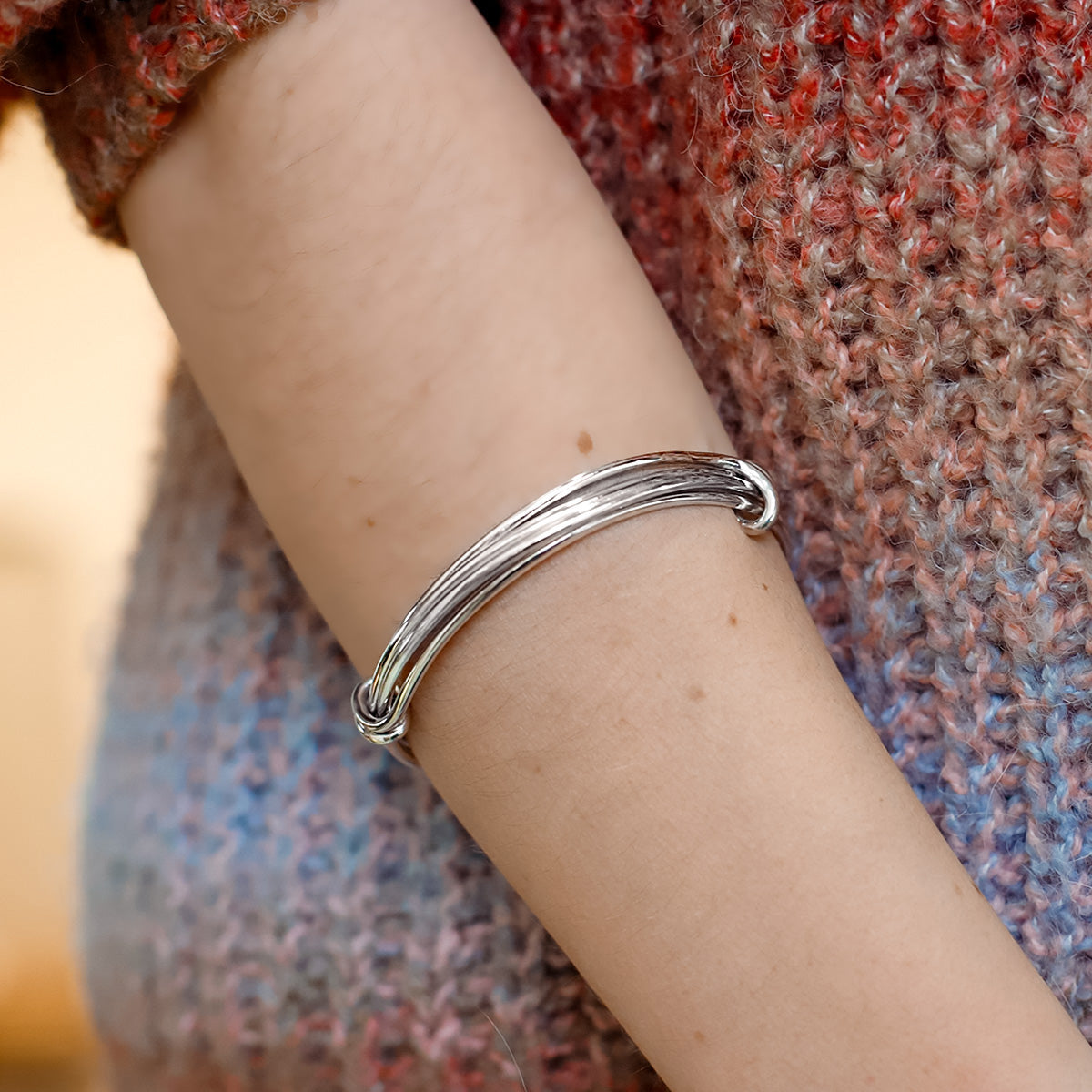 Sterling Silver Triple Wire Expanding Bangle - hersey-and-son