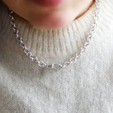 Silver Cable Chain Albert Necklace