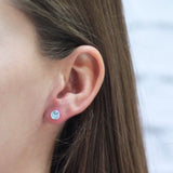 Sterling Silver Birthstone Stud Earrings - hersey-and-son