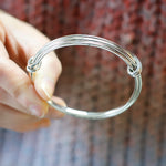 Sterling Silver Triple Wire Expanding Bangle - hersey-and-son