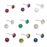 Sterling Silver Birthstone Stud Earrings - hersey-and-son