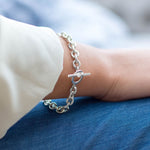 Silver Oval Chain T-Bar Bracelet - hersey-and-son