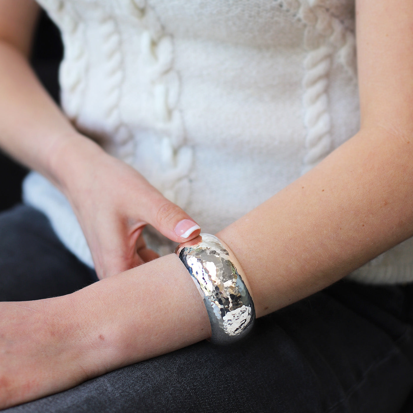 Silver Cuff No.2 - Hammered - hersey-and-son