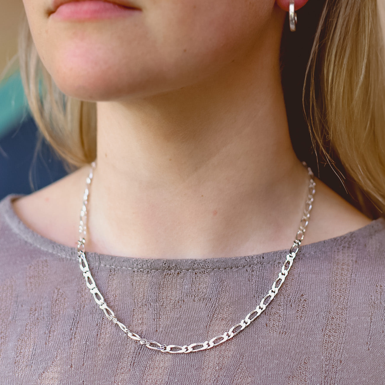 Sterling Silver Figaro Chain Necklace - hersey-and-son