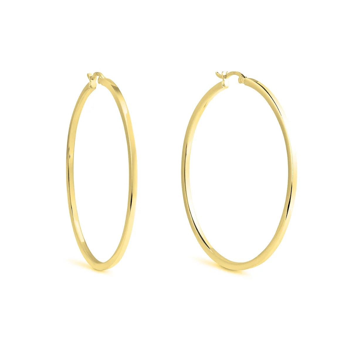 Sterling Silver and 18ct Gold Plate Square Edge Hoops - hersey-and-son