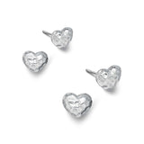 Small Silver Hammered Heart Stud Earrings - hersey-and-son