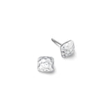 Small Silver Square Hammered Stud Earrings