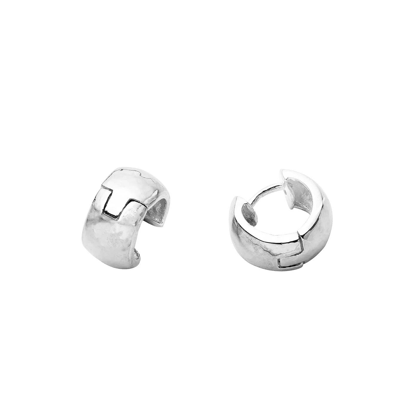 Hammered Silver Huggie Earrings - hersey-and-son