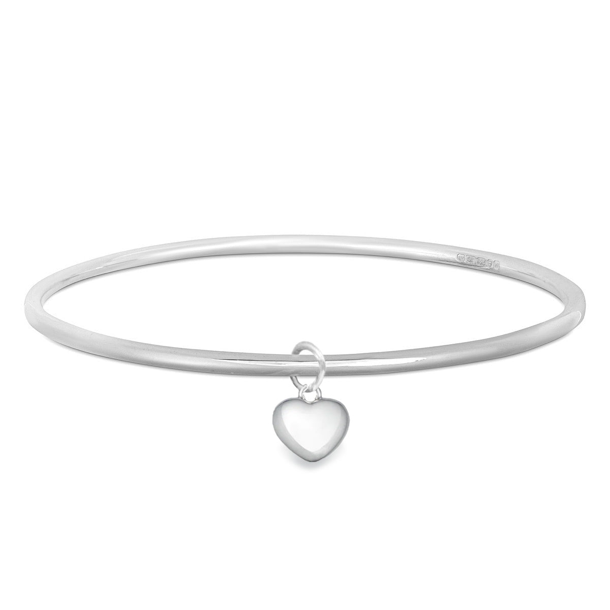 Sterling Silver Heart Bangle - hersey-and-son