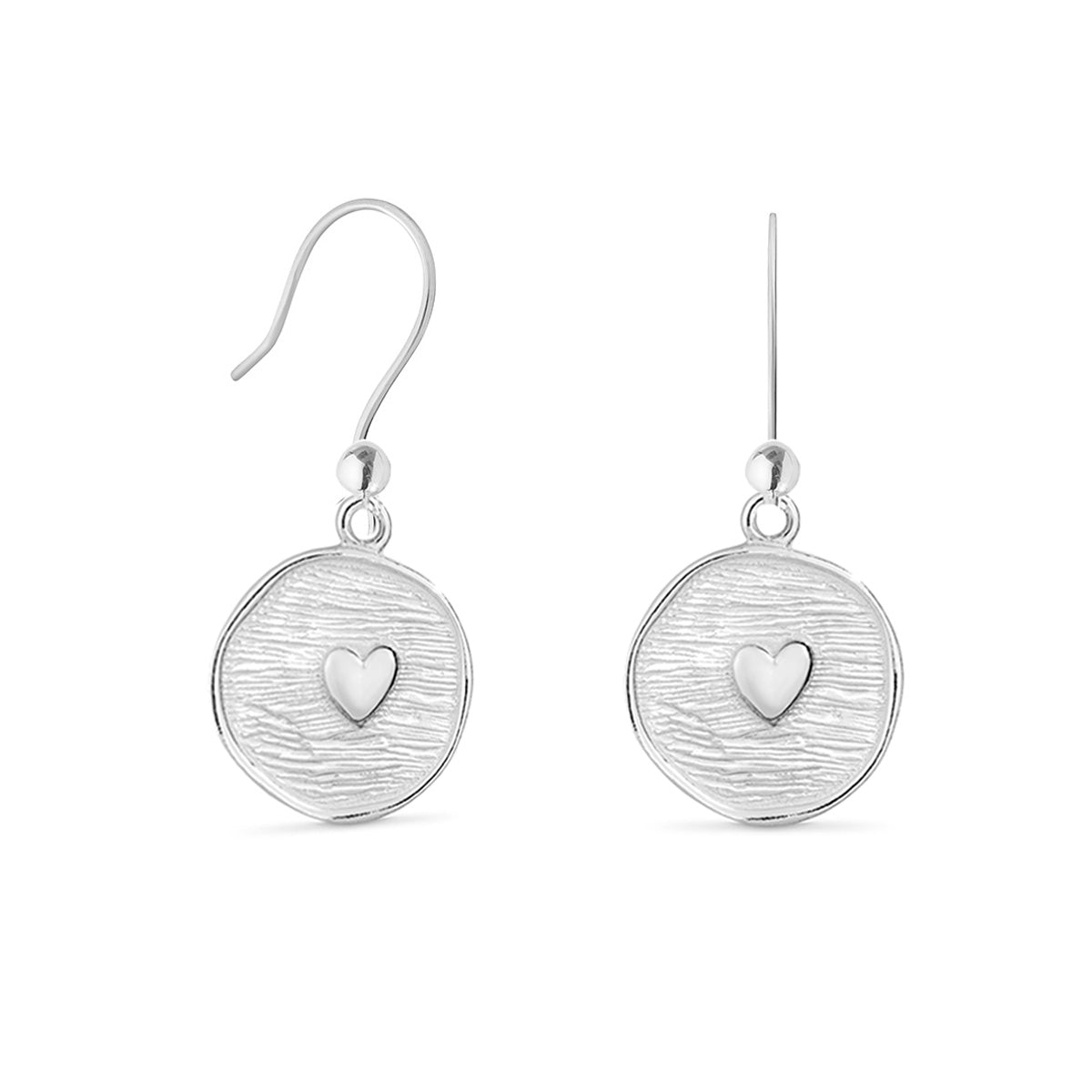 Sterling Silver Heart Disc Earrings - hersey-and-son