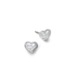 Small Silver Hammered Heart Stud Earrings - hersey-and-son