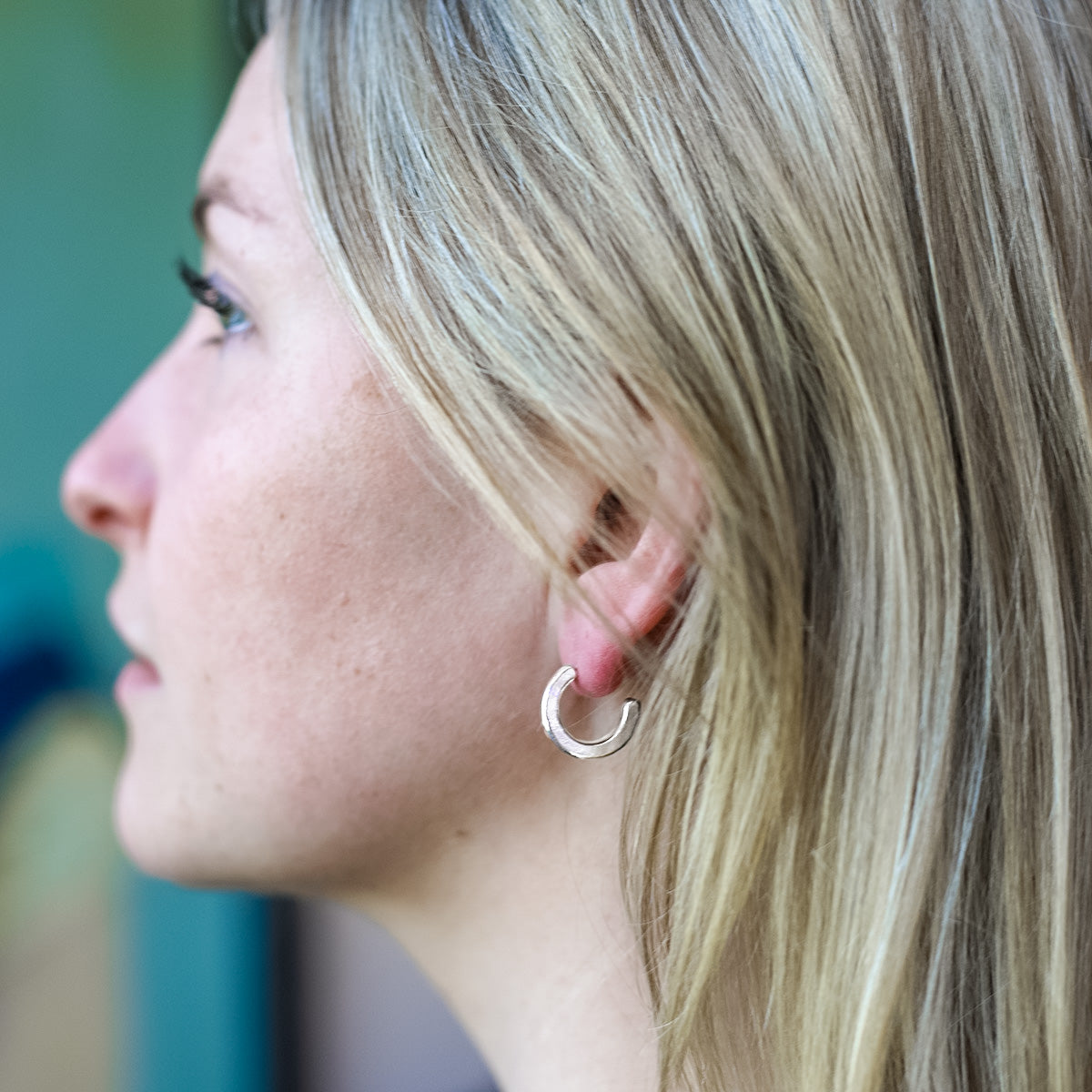 Silver Square Section Open Hoop Earrings - hersey-and-son