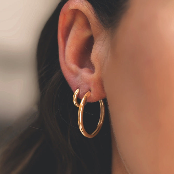 Gold Plated Huggie Hoop Earrings - Various Sizes - hersey-and-son