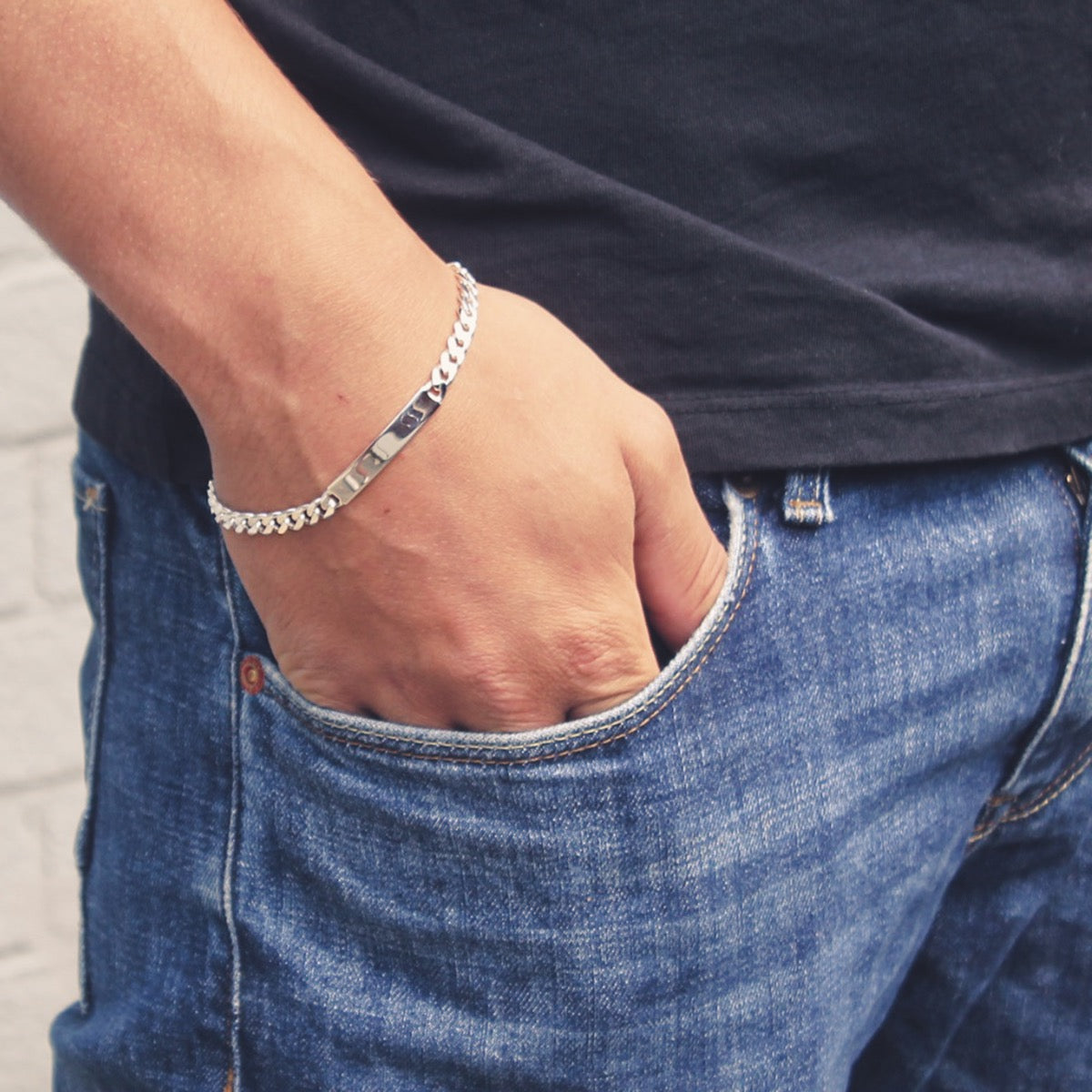 Men's Silver Identity Chain Bracelet - hersey-and-son