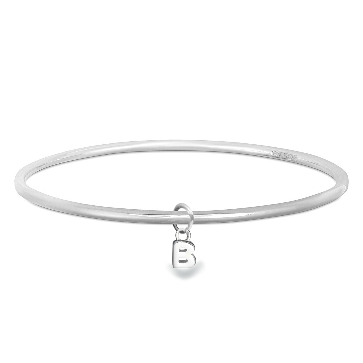 Sterling Silver Initial Bangle - hersey-and-son