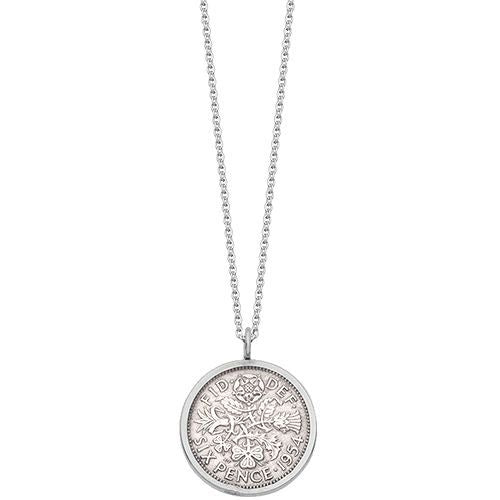 Sterling Silver Lucky Sixpence Necklace - hersey-and-son