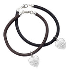 Leather & Silver Heart St Christopher Bracelet - hersey-and-son