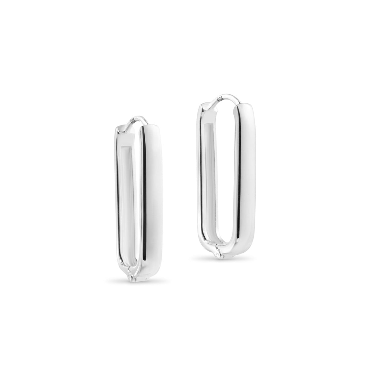 Sterling Silver or 22c Gold Plated Oblong Hoop Earrings - hersey-and-son