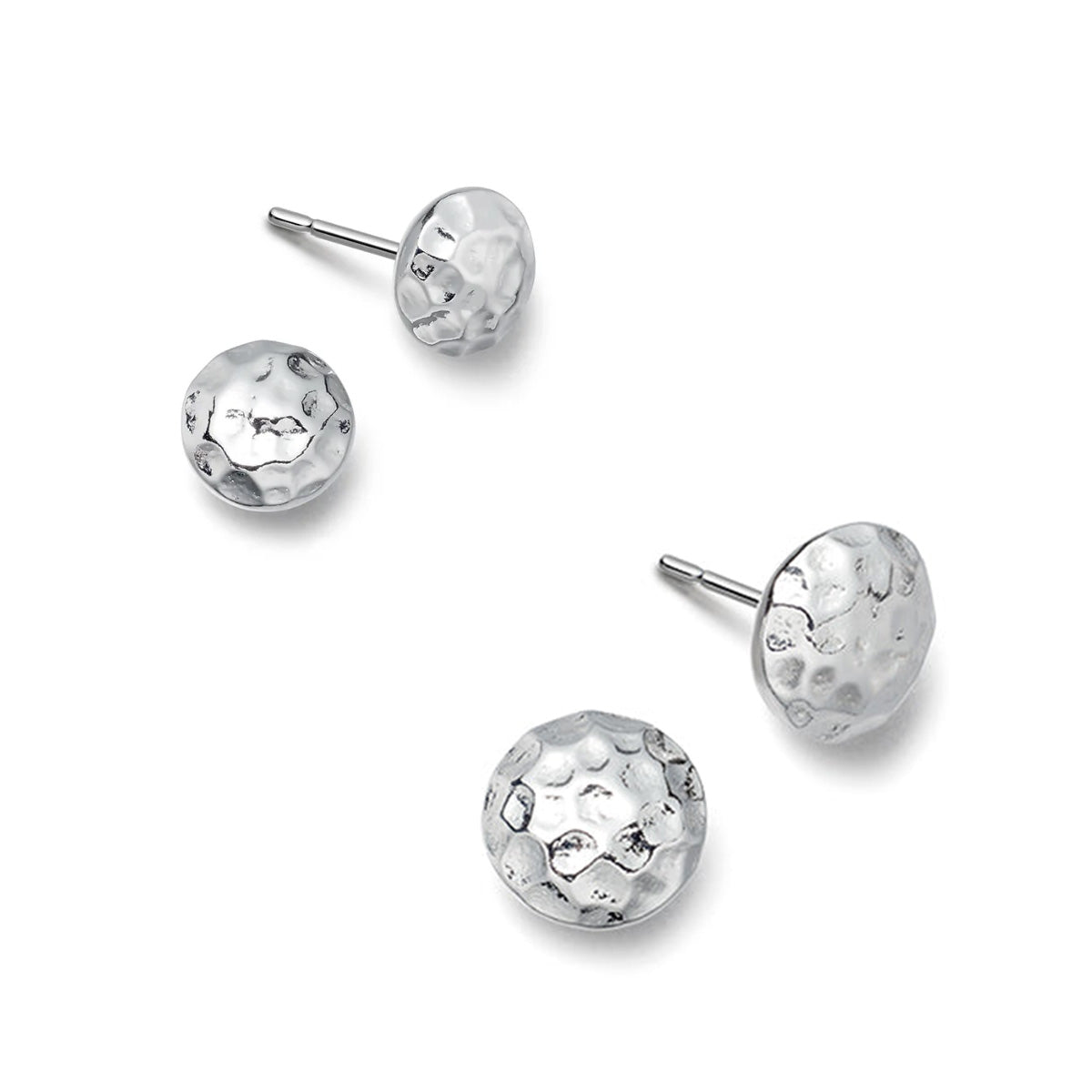 Round Silver Hammered Stud Earrings - hersey-and-son