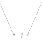 Sterling Silver Sideways Cross Necklace - hersey-and-son