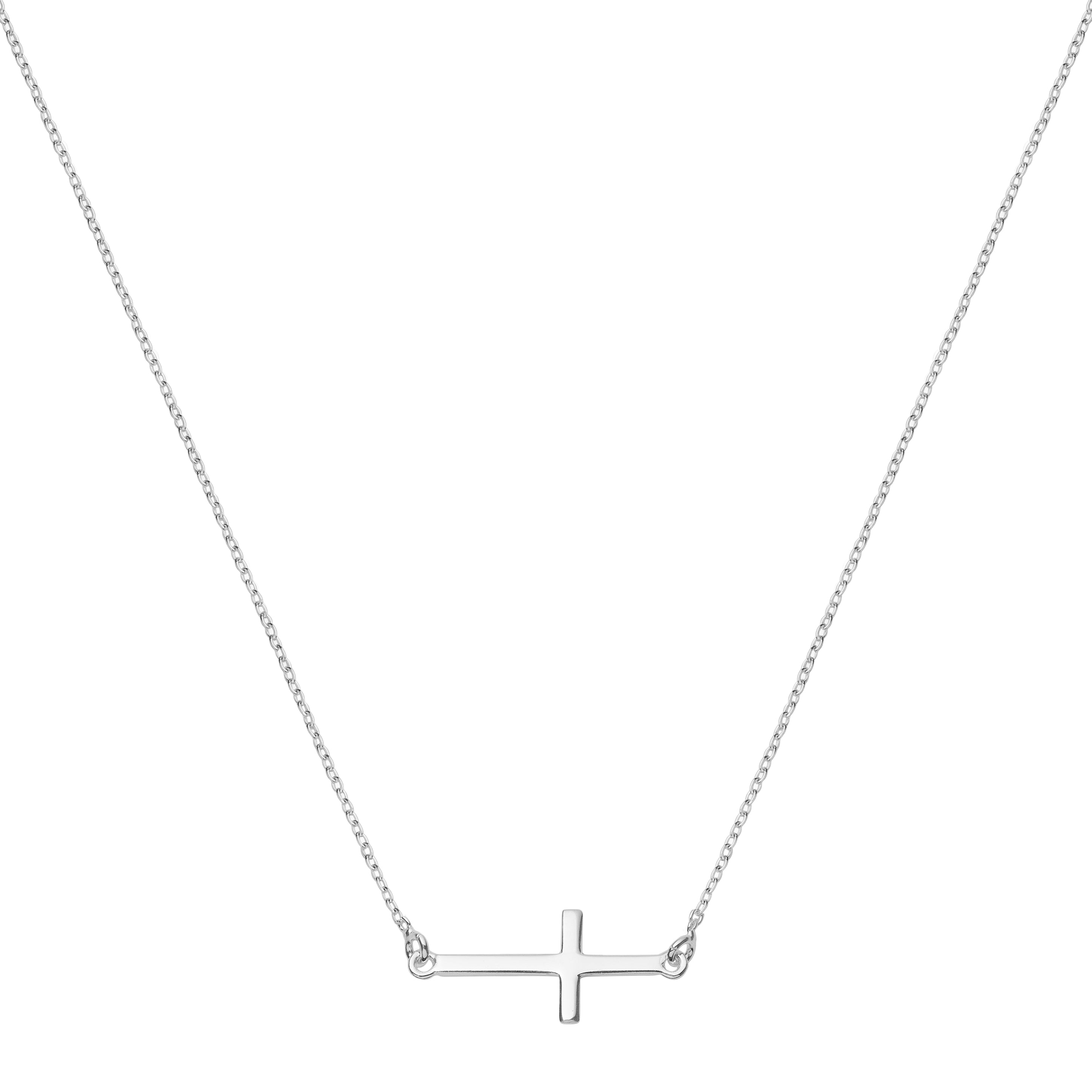 Sterling Silver Sideways Cross Necklace - hersey-and-son