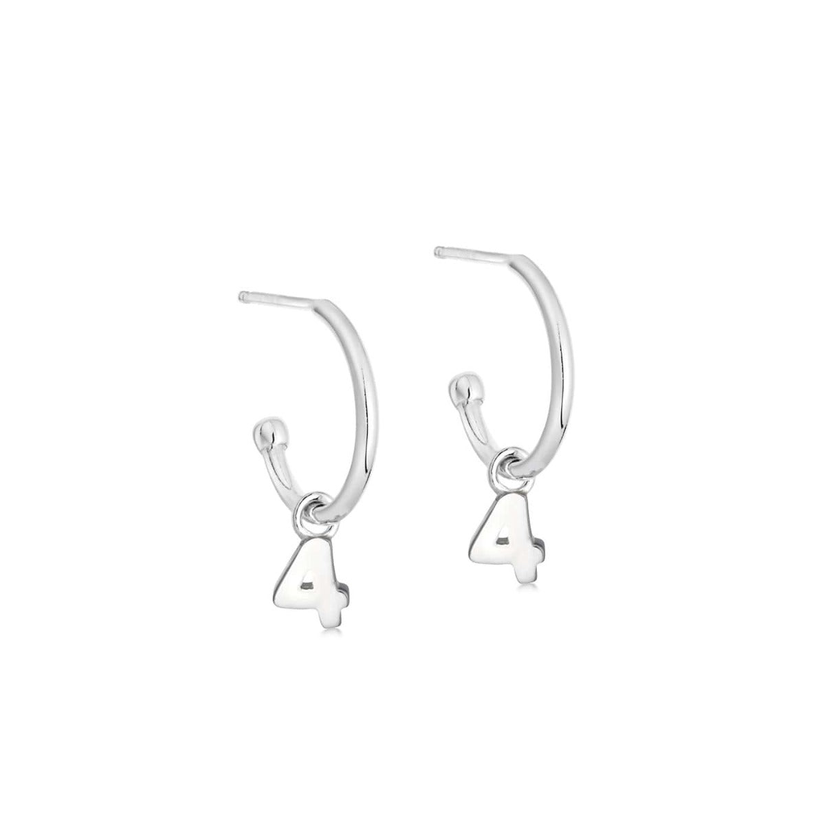 Silver Number Hoop Earrings - hersey-and-son