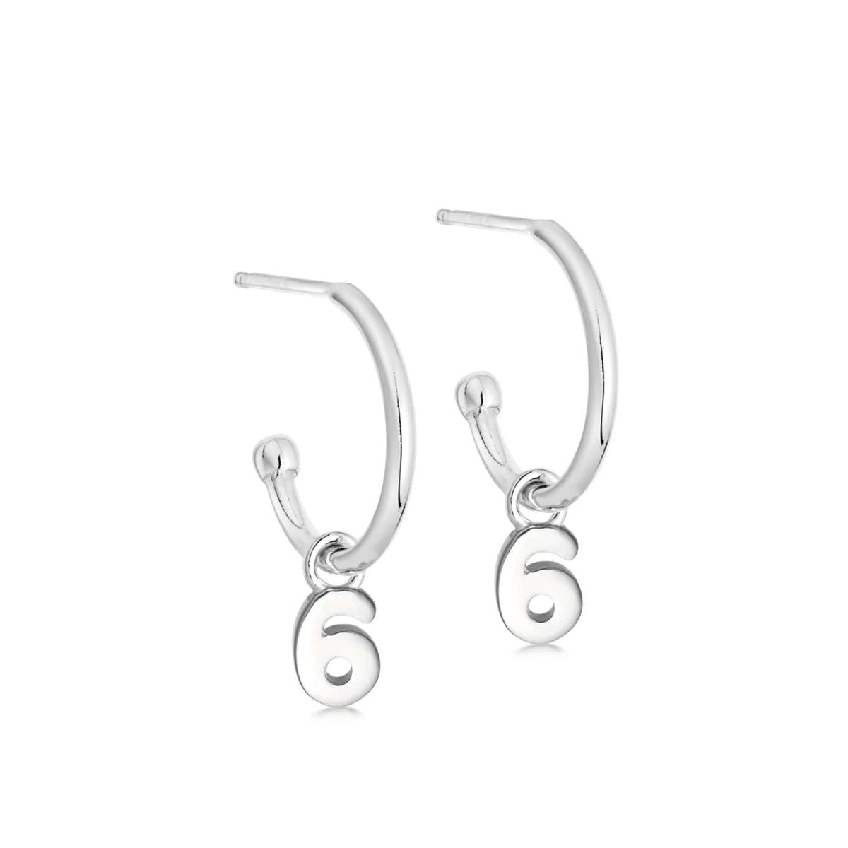 Silver Number Hoop Earrings - hersey-and-son