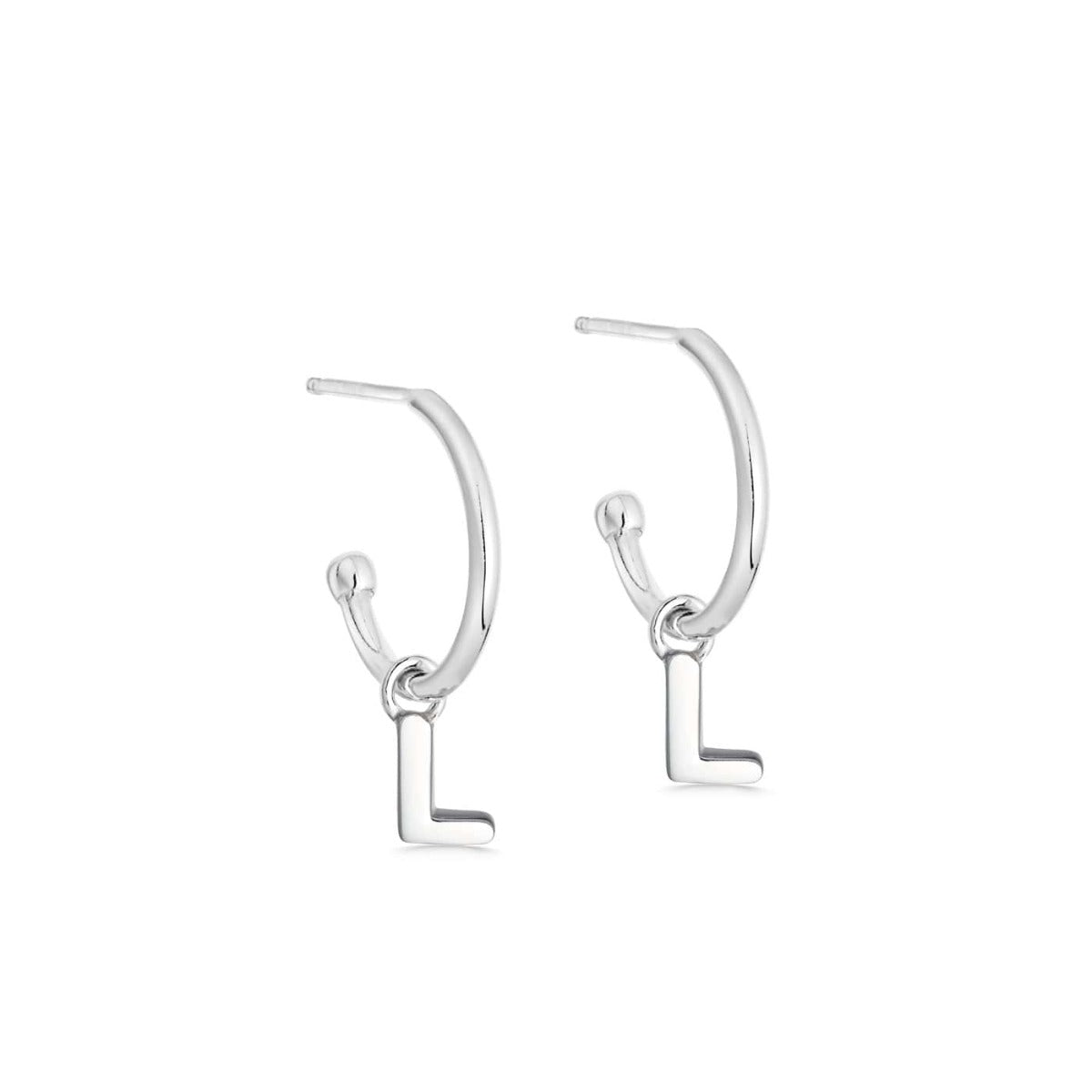 Silver Initial Hoop Earrings - hersey-and-son