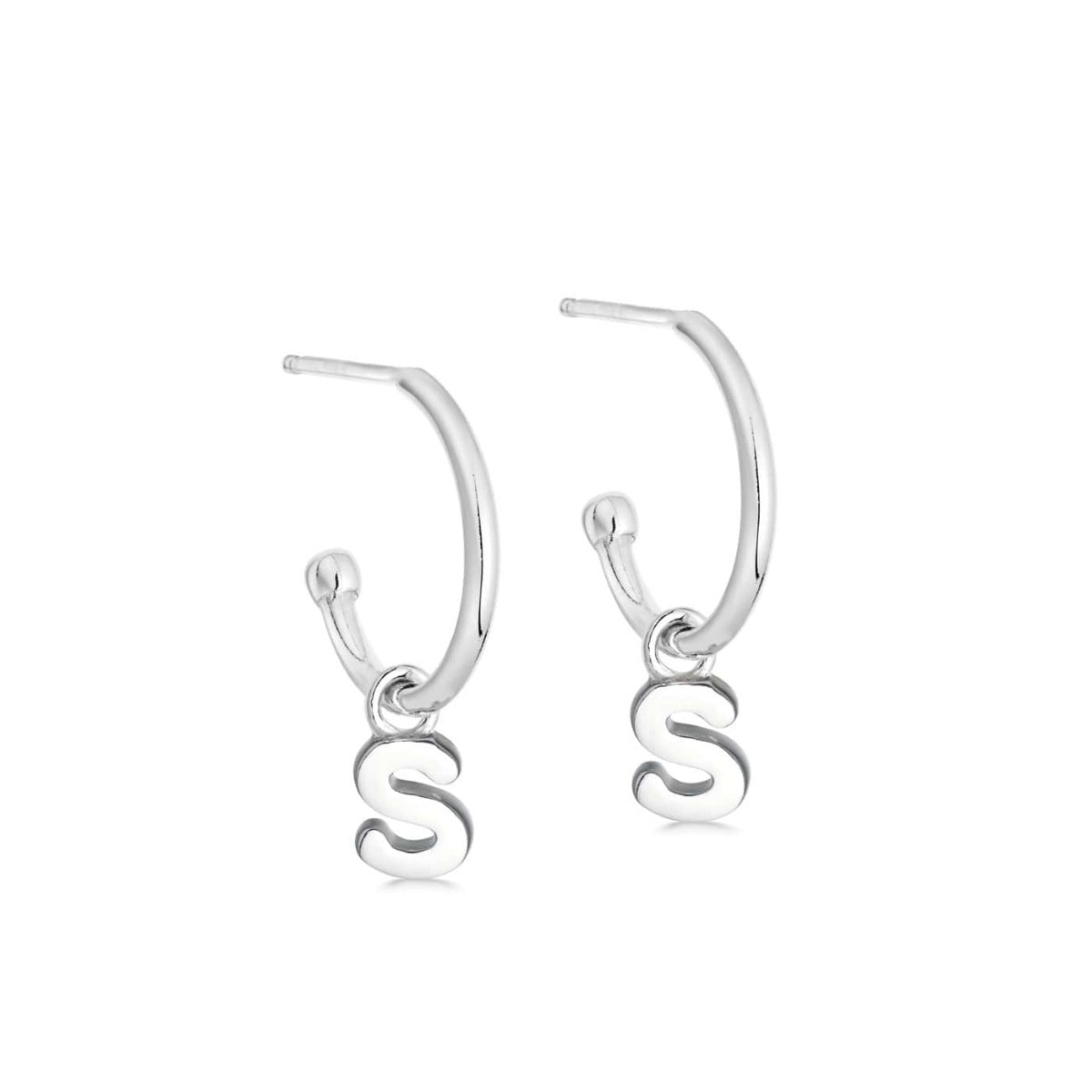 Silver Initial Hoop Earrings - hersey-and-son