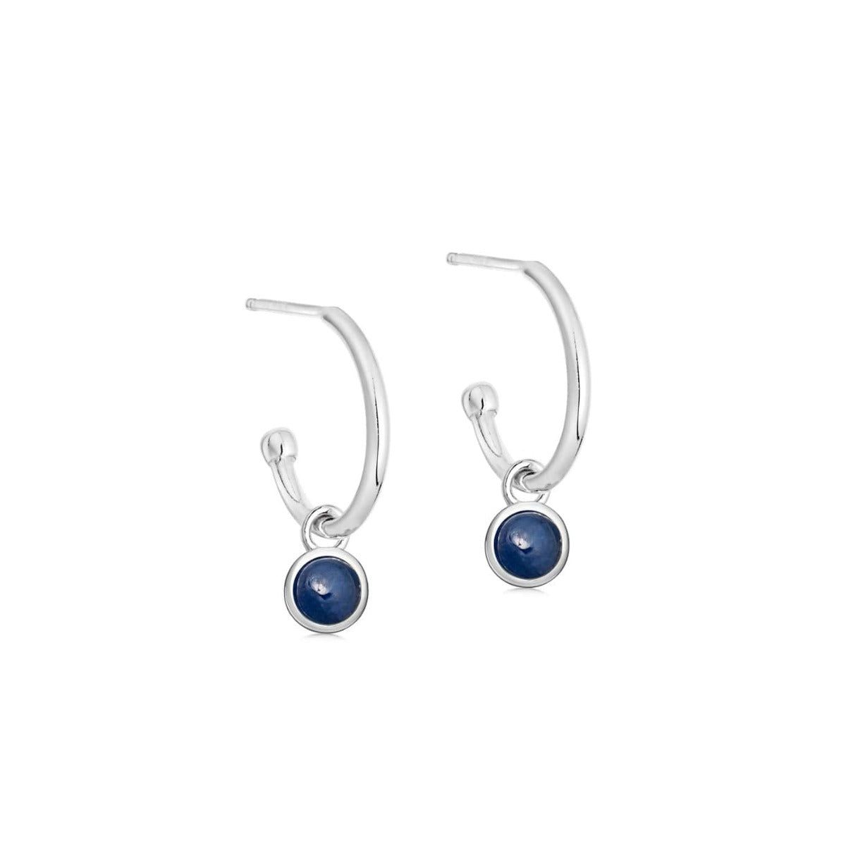 Silver Birthstone Hoop Earrings - hersey-and-son