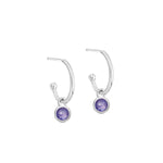 Silver Birthstone Hoop Earrings - hersey-and-son