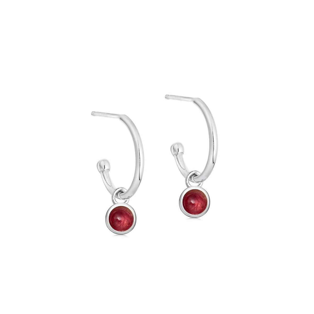 Silver Birthstone Hoop Earrings - hersey-and-son