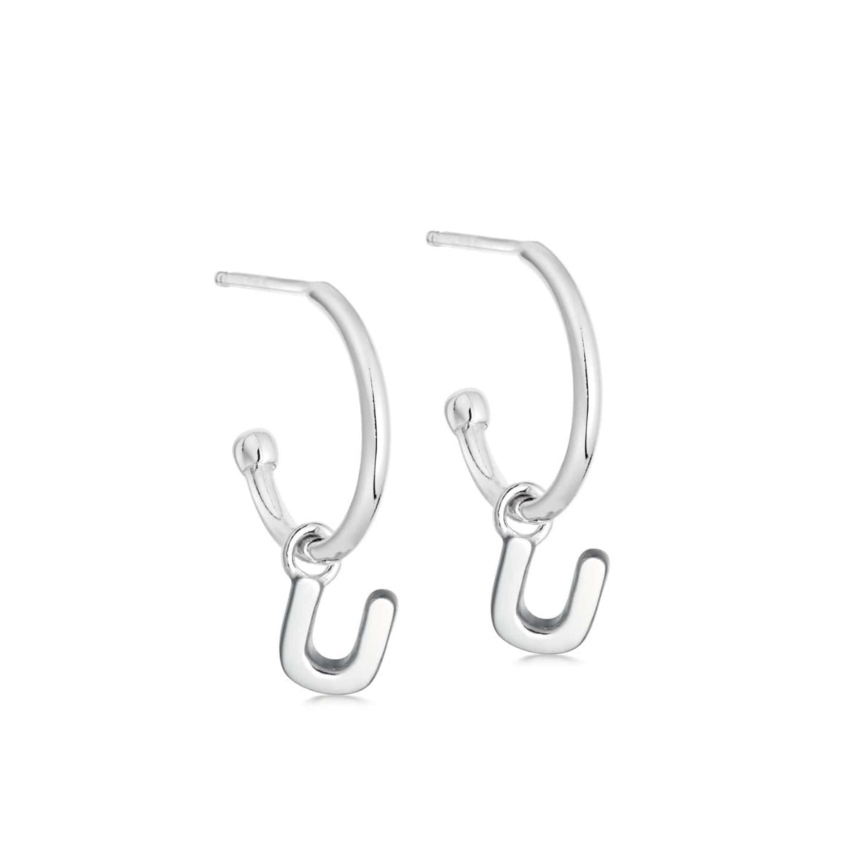 Silver Initial Hoop Earrings - hersey-and-son