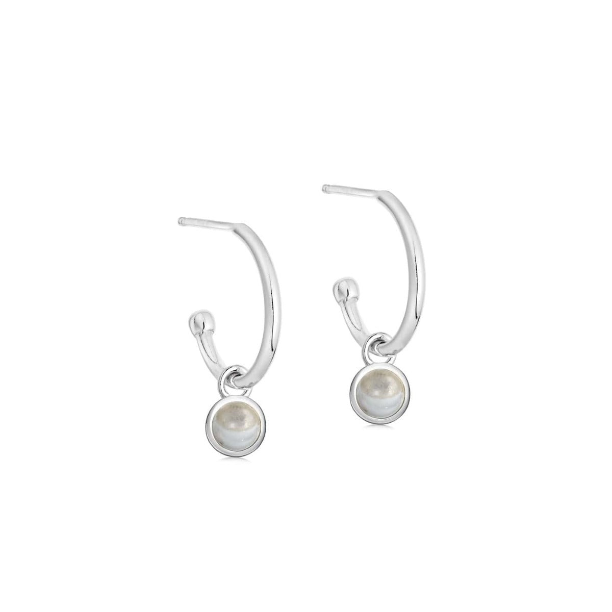 Silver Birthstone Hoop Earrings - hersey-and-son